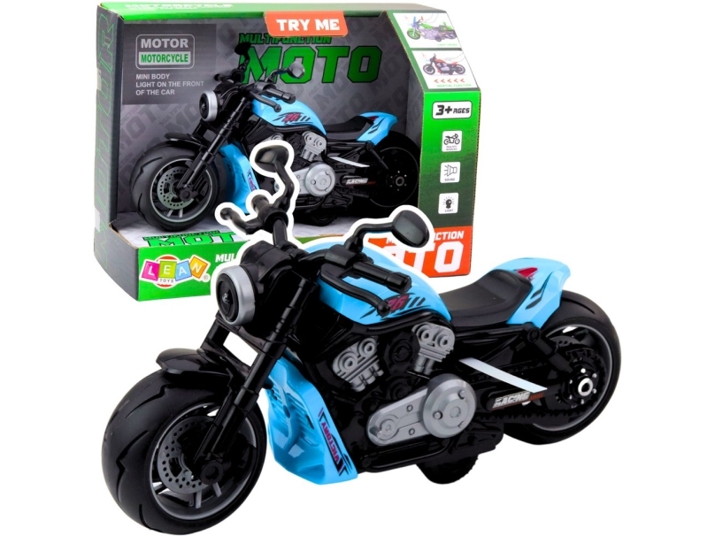 Lean Toys Žaislinis motociklas su šviesomis ir garsais, mėlynas, 22.5 cm
