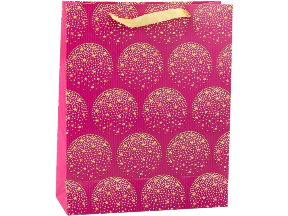 Lean Torba Geschenkbeutel Elegant Goldene Sterne Rosa 32 X 26 X 10 Cm