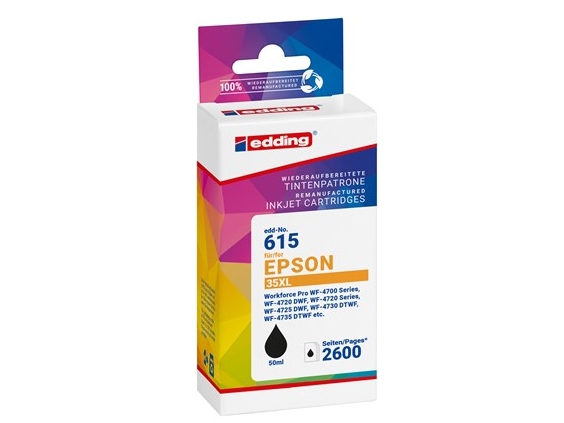 Edding Tinte Ersatz Epson T35xl (T3591) Kompatibel Schwarz Edd-615 18-615-01