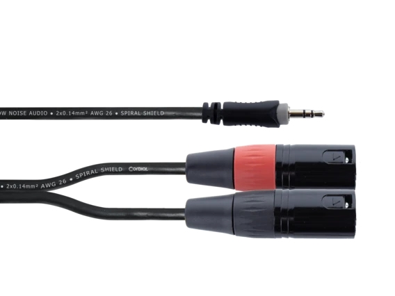 Cordial EY 1.5 WMM, 3.5mm, Hanstik, 2 x XLR (3-pin), Hunstik, 1,5 m, Sort