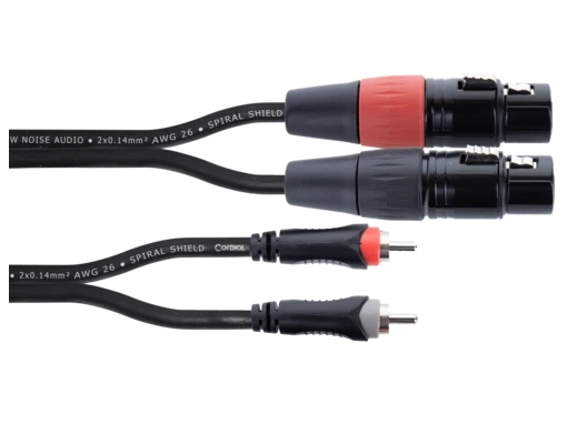 Cordial 14852, 2 x XLR (3-nastainen), Honkoppling, 2 x RCA, Hankoppling, 1,5 m, Svart