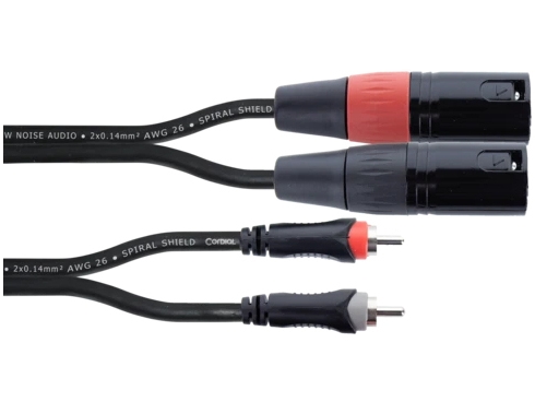 Cordial EU 3 MC XLR anslutningskabel [2x XLR 3-pin pluggar - 2x RCA pluggar] 3 m svart