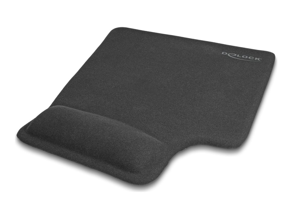 Delock - Musemåtte Med Håndledsstøtte - Ergonomisk, Gelehåndledsstøtte, Venstrehåndet - Sort