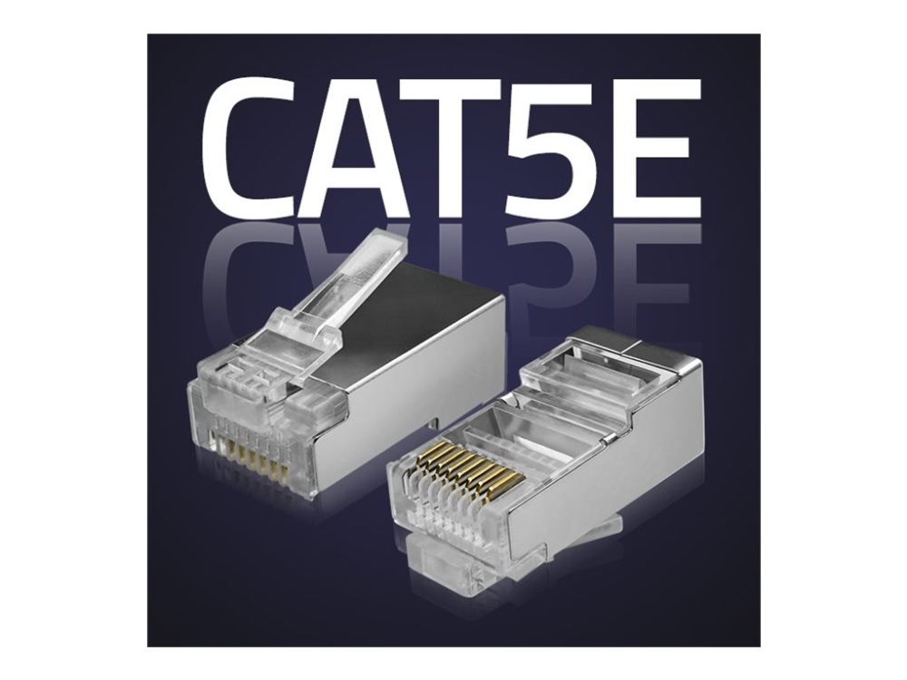 Qoltec 54554, Rj45, Silber, Männlich, Gerade, Metall, Kunststoff, Cat5e