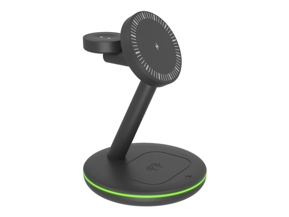 Icy Box Charger Ib-Sh102-Ch Trådløs Oplader Til Telefon, Ur Og Hovedtelefoner