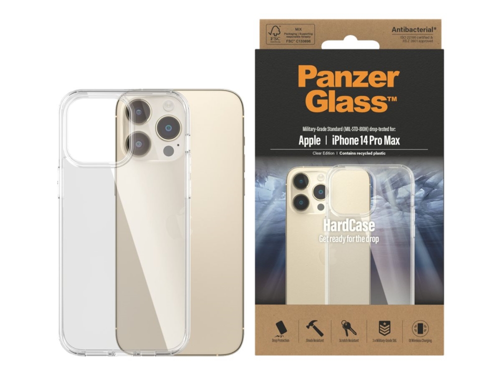 PanzerGlass HardCase - Clear Edition - bagsidecover til mobiltelefon - antibakteriel - polykarbonat, 100 % genbrugt thermoplastisk polyurethan (TPU) - klar - for Apple iPhone 14 Pro Max