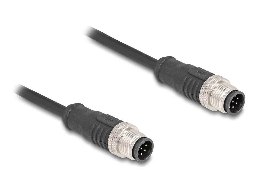 Delock - Netværkskabel - 8 Pin M12-A (Han) Til 8 Pin M12-A (Han) - 5 M - 6 Mm - S/Ftp - Cat 5E - Sort