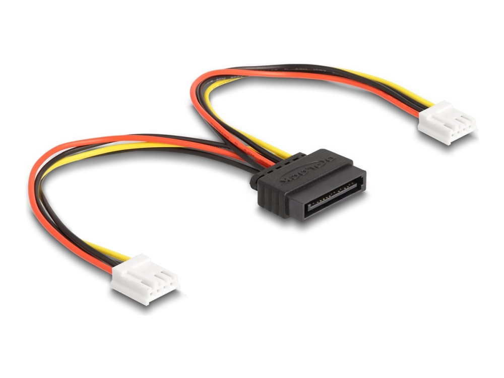 Delock Sata Stromkabel 15 Pin Stecker Zu 2 X Floppy 4 Pin Buchse 15 Cm, Sata 15-Pin, 2 X Floppy (4-Pin), 0,15 M, Männlich, Weiblich, Gerade