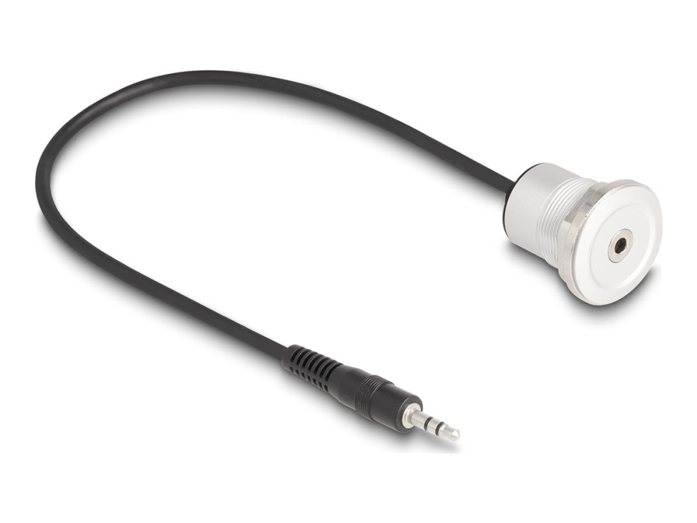 Delock - Forlængerkabel Til Audio - Mini-Phone Stereo 3.5 Mm Hun Panelmonterbar Til Mini-Phone Stereo 3.5 Mm Han - 30 Cm - Sort, Sølv - M22 Gevind