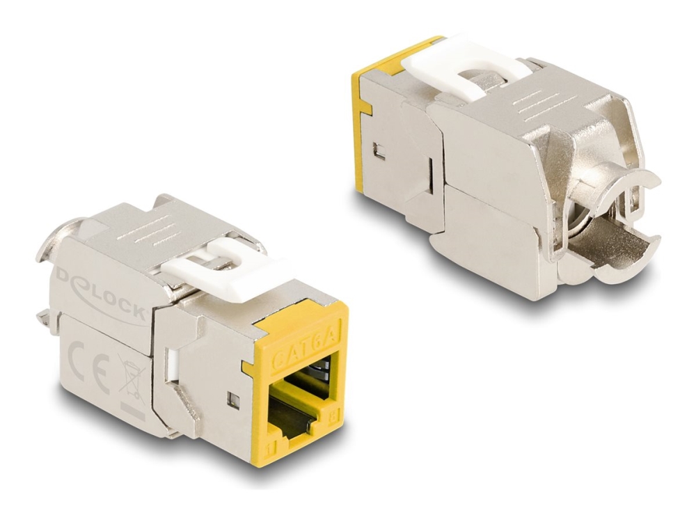 Delock Keystone Modul Rj45 Buchse Zu Lsa Cat.6A Werkzeugfrei Gelb Set 10 Stück, Flach, Gelb, Rj-45, Lsa, Buchse, Buchse