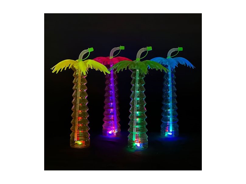 Palme Flasche Mit Strohhalm Und Led-Licht, 1 Stk.