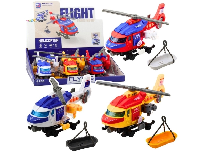 Lean Toys Gelbėjimo sraigtasparnis su šviesomis ir garsu, tempimo lynu, 20x10.5x8 cm