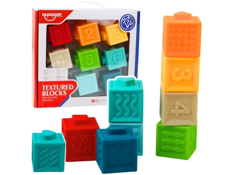 Gummiklossar Sensory Education till baby - siffror, djur, mönster 8 st LEAN Toys | Leksaker - För dom minsta - Aktivitetsleksaker | GameStuff