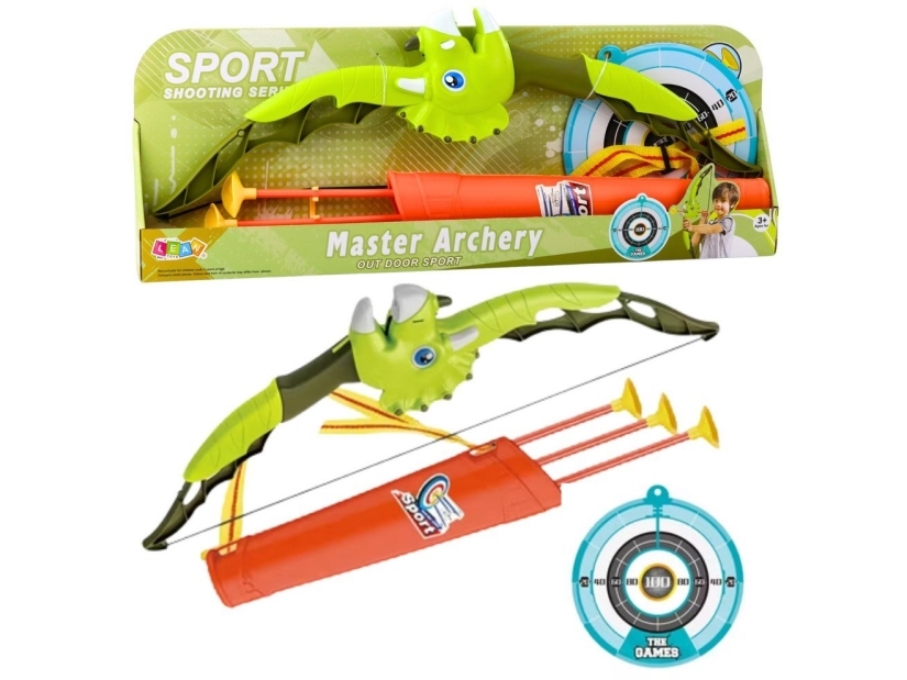 Skjutbåge Grön Dinosaurie Skott med sugproppar Sköld LEAN Toys | Leksaker - Rollek - Blaster och leksaksvapen | GameStuff