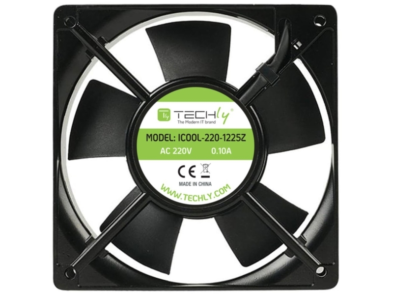 Techly ICOOL-220-1225Z, Blæsermodul, Aluminium, Glasfiber, Plast, Sort, 70 °C, -10 °C, 1 blæser(e)