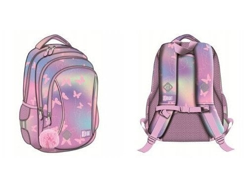 3 Compartment Backpack Pink Butterflies