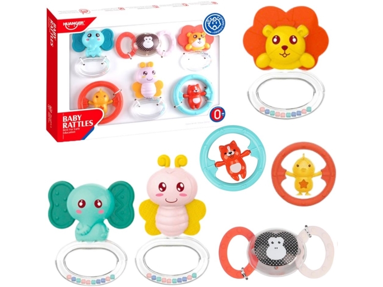 Lean Toys Kūdikio Barškučių Rinkinys Su Gyvūnėliais