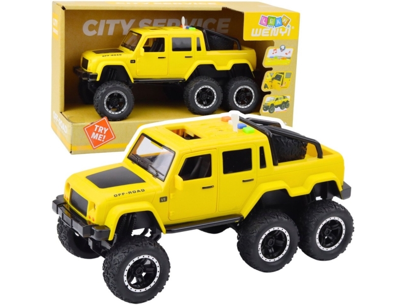 Terrængående Køretøj Frikativ Drive Lights Sounds Yellow 6X6 1:16