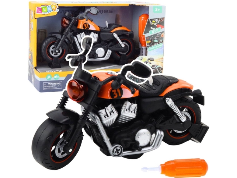 LeanToys motorcykel DIY att skruva ihop och isär - ljus och ljud orange | Leksaker - Bilar och andra fordon - Motorcyklar | GameStuff