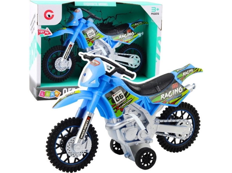 Lean Toys Vaikiškas mėlynas krosinis motociklas su šviesomis ir garsais