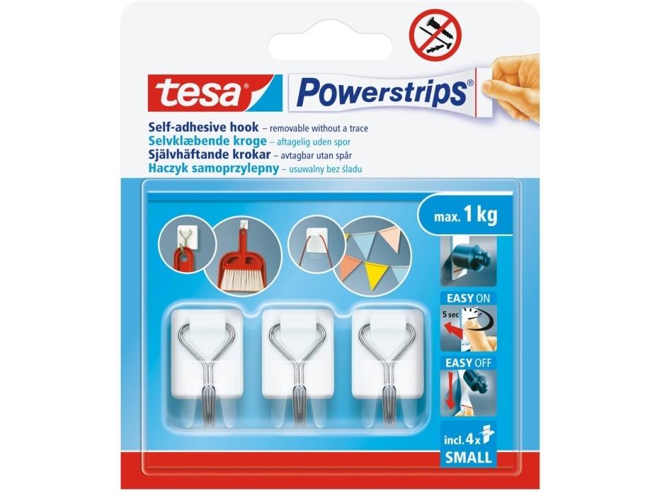 Tesa Tesa Powerstrips -Metalkroge S Hvid