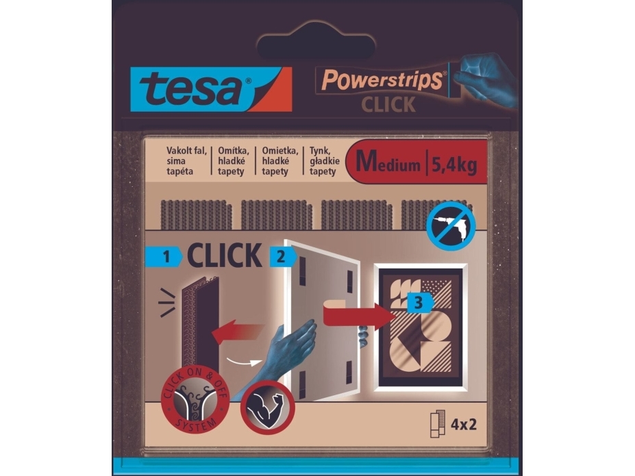 Selvklæbende strips POWERSTRIPS-CLICK/MEDIUM Tesa
