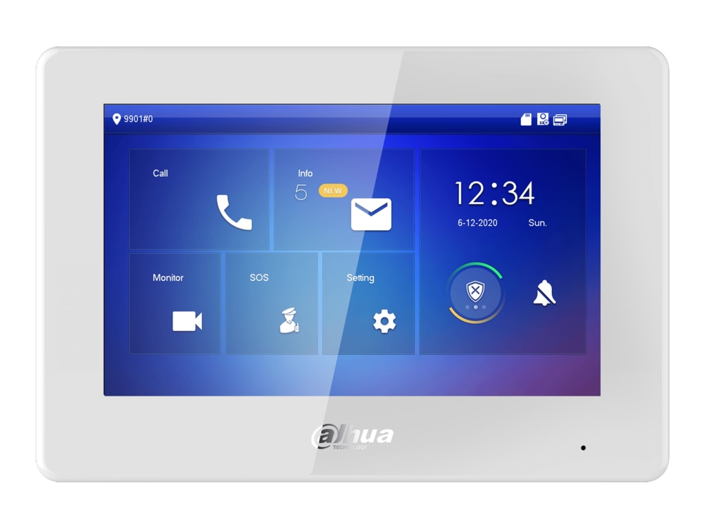 Dahua VTH5 Series VTH5421HW-W - IP intercom station monitor - Wi-Fi, indendørs - trådløs, kablet - 802.11b/g/n - 2.4 Ghz - 10/100 Ethernet - hvid