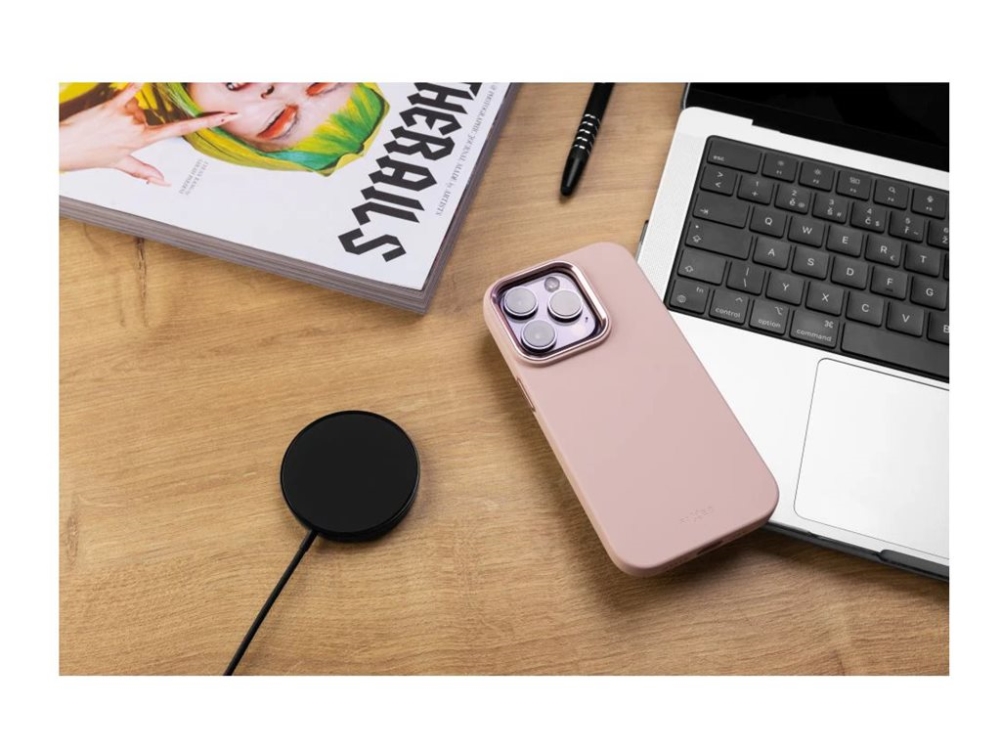 Fixed Magflow - Bagsidecover Til Mobiltelefon - Magsafe-Kompatibilitet - Flydende Silikone - Pink - For Apple Iphone 15 Pro