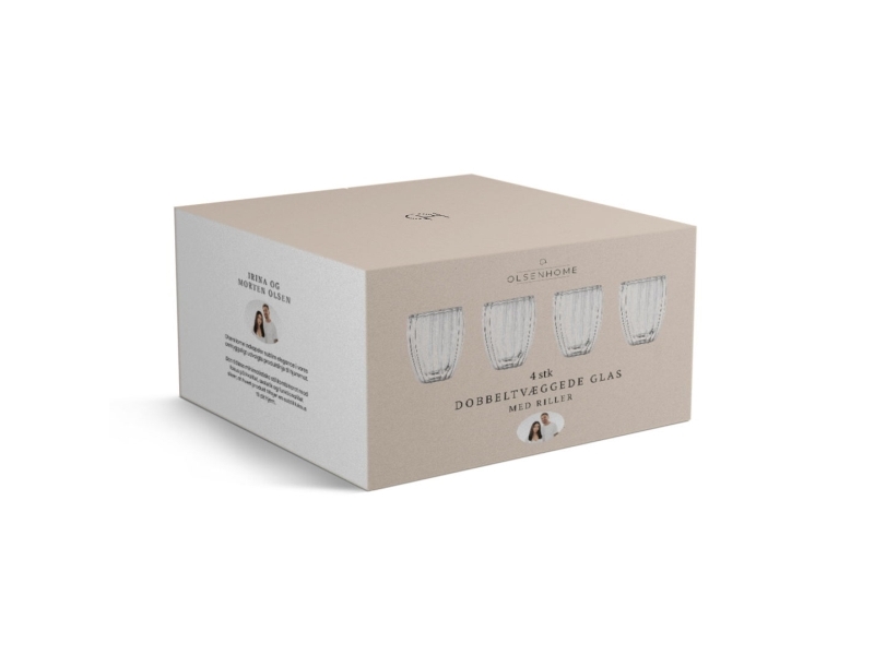 Olsen Home - Double-walled Glasses with Ridges - 4 pcs