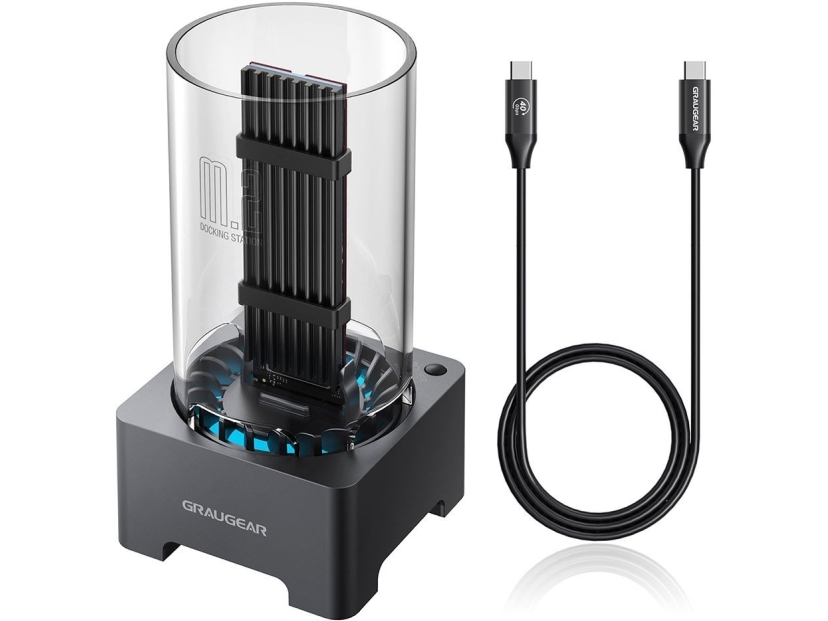 Graugear USB 4.0-dockningsstation för M.2 NVMe SSD med kylfläns och fläkt | Datorkomponenter - Hårddisk & Lagring - Kabinett & docking | GameStuff