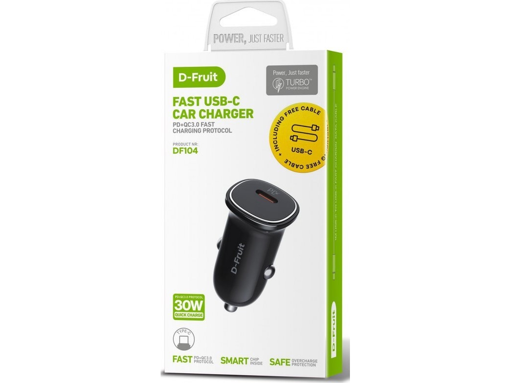 D-Fruit Car Charger 30W Usb-C + Usb-C Cable Df104