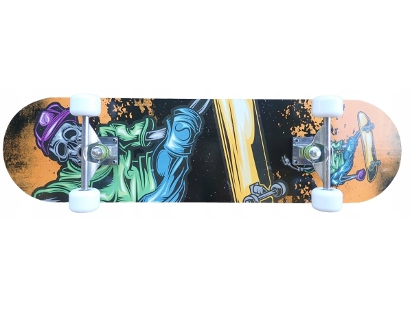 Klassisk skateboard til børn i træ KUBISPORT Space Skull