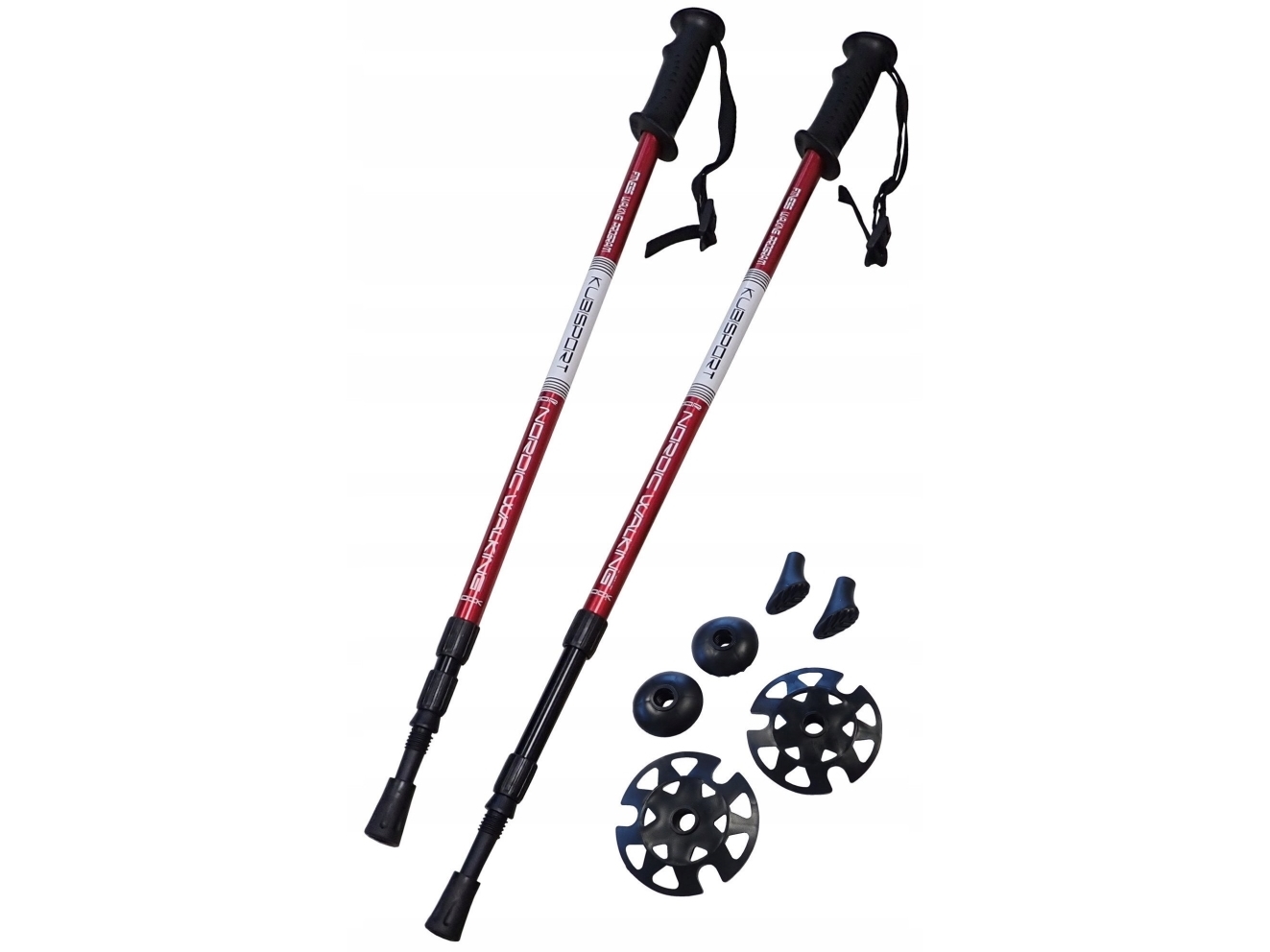 KUBISPORT Sammenklappelige, justerbare Nordic Walking Trekking-stokke 65-135 cm