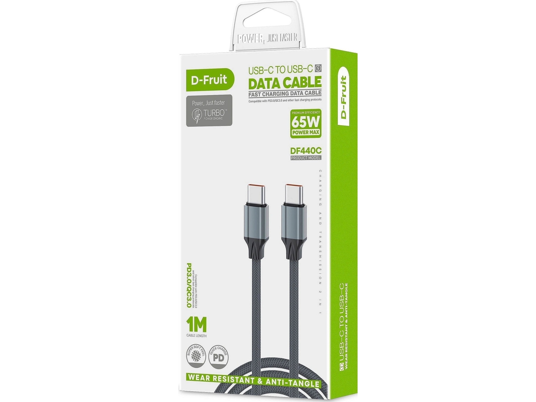 D-Fruit Cable Usb-C - Usb-C 1M, Grey (Df440c)