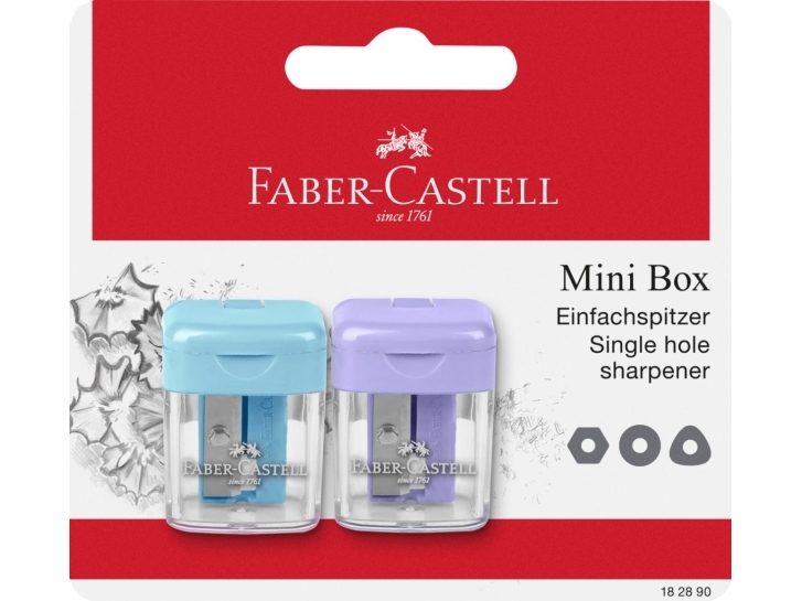 Faber-Castell 182890, Manuel blyantspidser, Blå, Violet, Blister, 2 stk, Kina