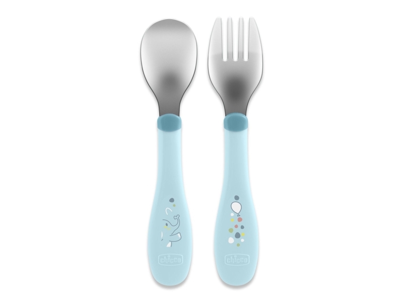Chicco 00016102250000, Børne bestiksæt, Blå, Rustfrit stål, Dreng/Pige, 1,5 År, 218 mm
