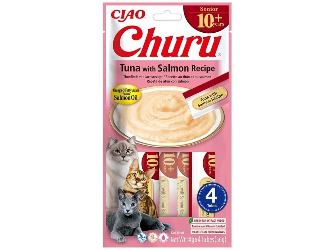 INABA CAT CHURU SENIOR TUNA WITH SALMON 4x14g (56g) | Sällskapsdjur - Katt - Kattgodis | GameStuff