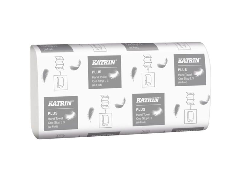 Handduksark, Katrin Plus, 3-lagers, W-fold, 34x23,5cm, 8,5cm, vit - (21 st.) | Rengöring - Avtorkning - Handduk & dispensrar | GameStuff