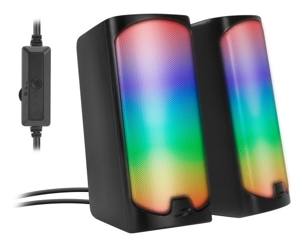 SPEEDLINK TONOS RGB, 2.0 kanaler, Kabel & Trådlös, 6 W, 100 - 20000 hz, 4 O, Svart | TV, Ljud & Bild - Bärbart ljud & Bild - Portabla högtalare | GameStuff
