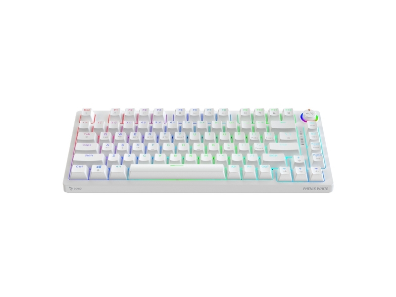 Savio Phenix White Gat Red, Trådløs, Bluetooth, Qwerty, Rgb Led, Hvid