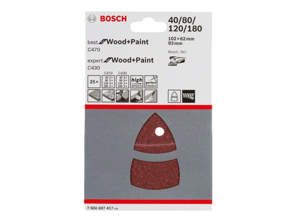 Bosch 2608607417, Schleifpad, Arbeit Beenden, Farbentfernung, Holz, 102 Mm, Eingeschweißt Mit Einlege-Karte