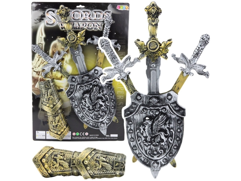 Knight Set 3 miekkoja kilpi Suojat Realistinen koristeet