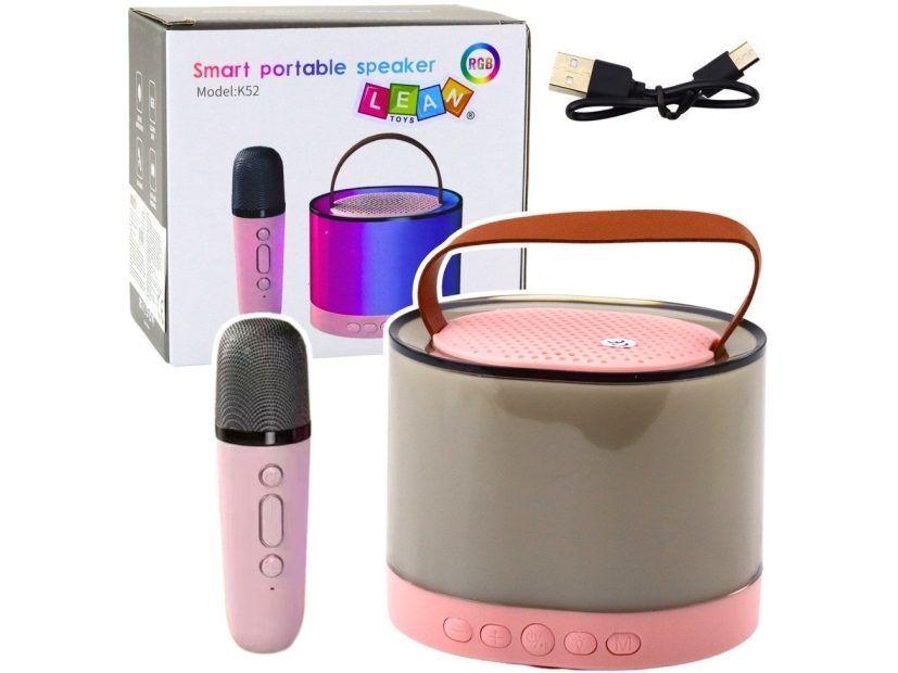 Lean Toys Karaoke kolonėlė su mikrofonu K52 rožinė