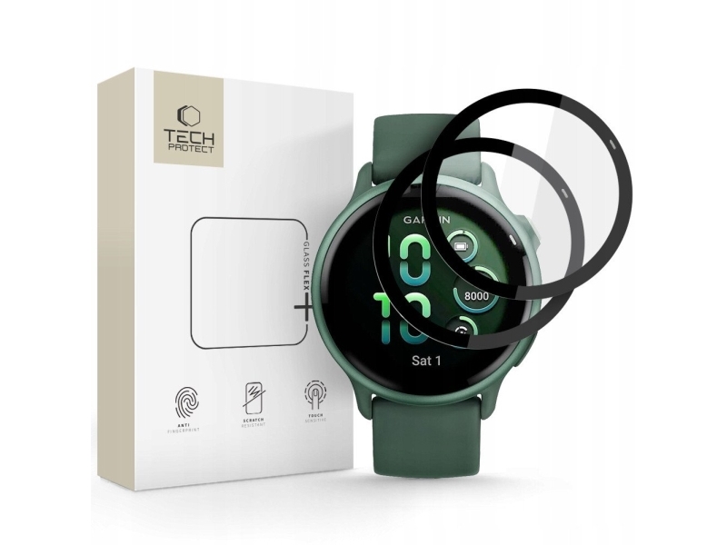 Hofi hybridglas TECH-PROTECT GLASS FLEX+ 2-pack til GARMIN VIVOACTIVE 6 sort