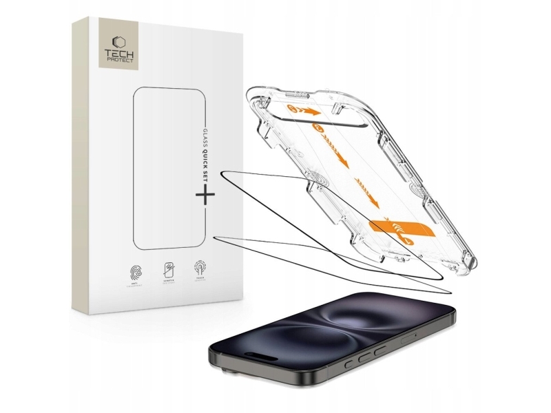Tech-Protect Gehärtetes Glas Tech-Protect Quick Set+ 2Er-Pack Iphone 13 / 13 Pro / 14 / 16E Schwarz
