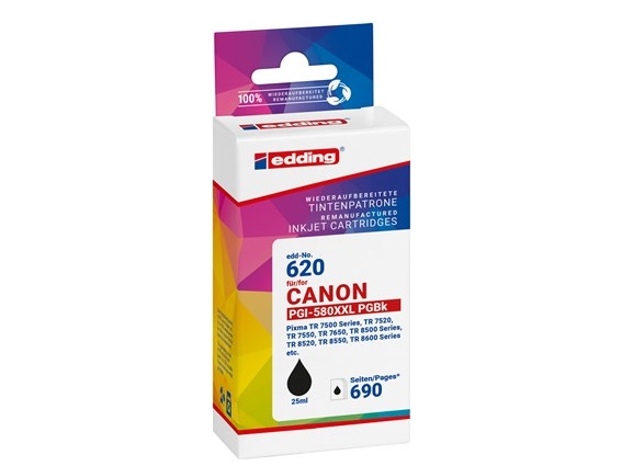 Edding Edd-620 Druckerpatrone, Schwarz Kompatibel Zu Canon Pgi-580Xxlbk, Schwarz, 25 Ml, 1 Stück(E), 690 Seiten, Einzelpackung