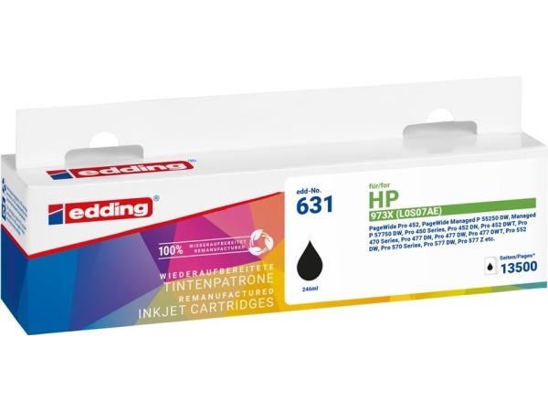 Tintenpatronen Kompatibel Edding Edd-631 Ersetzt Hp 973X (L0s07ae) Schwarz