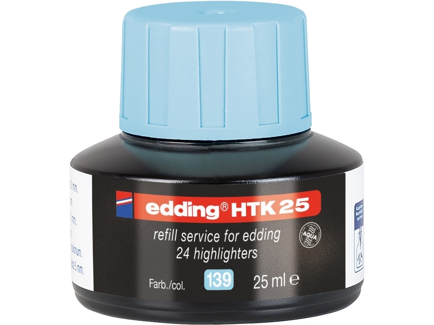 Edding Htk 25 Nachfülltinte Für Textmarker Pastellblau, 25Ml, Hellblau, 25 Ml, Edding 24, 340, 345, 1 Stück(E)