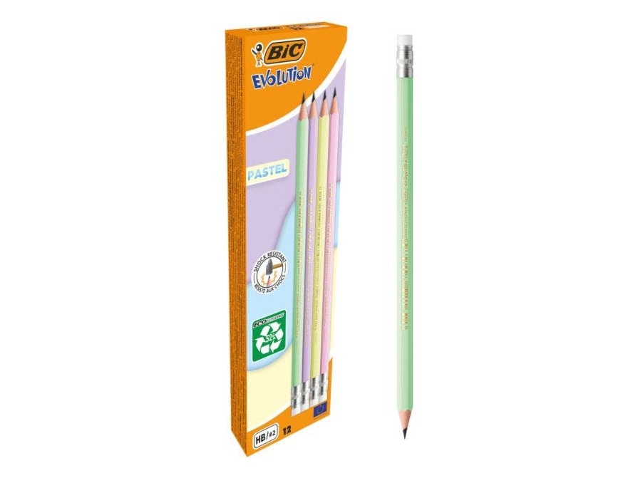 Teka Ołówek Evolution Z Gumk± Pastell (12Szt) Bic