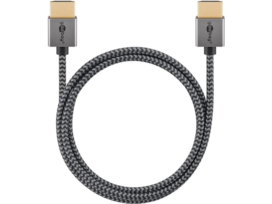Goobay 75757, 1 m, HDMI Typ A (standard), HDMI Typ A (standard), 3D kompatibilitet, 48 Gbit/s, Grå | Datortillbehör - Kablar & adaptrar - Bildkablar | GameStuff